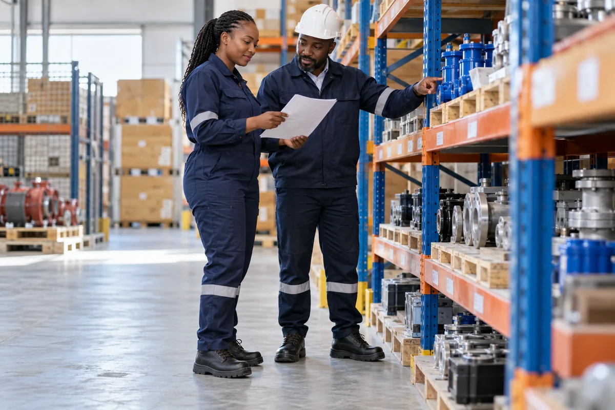 Illustrative procurement professionals reviewing an equipment specification