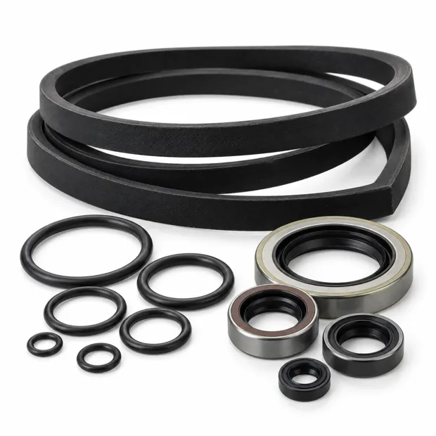 V-belts, O-rings and oil seals · illustrative reference