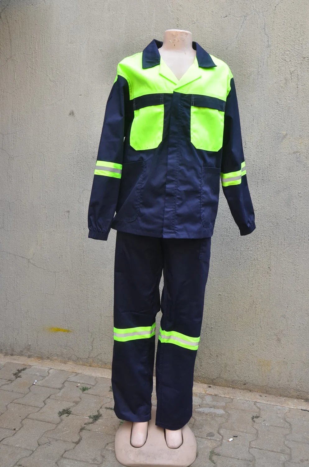 Navy and lime green two-tone overalls